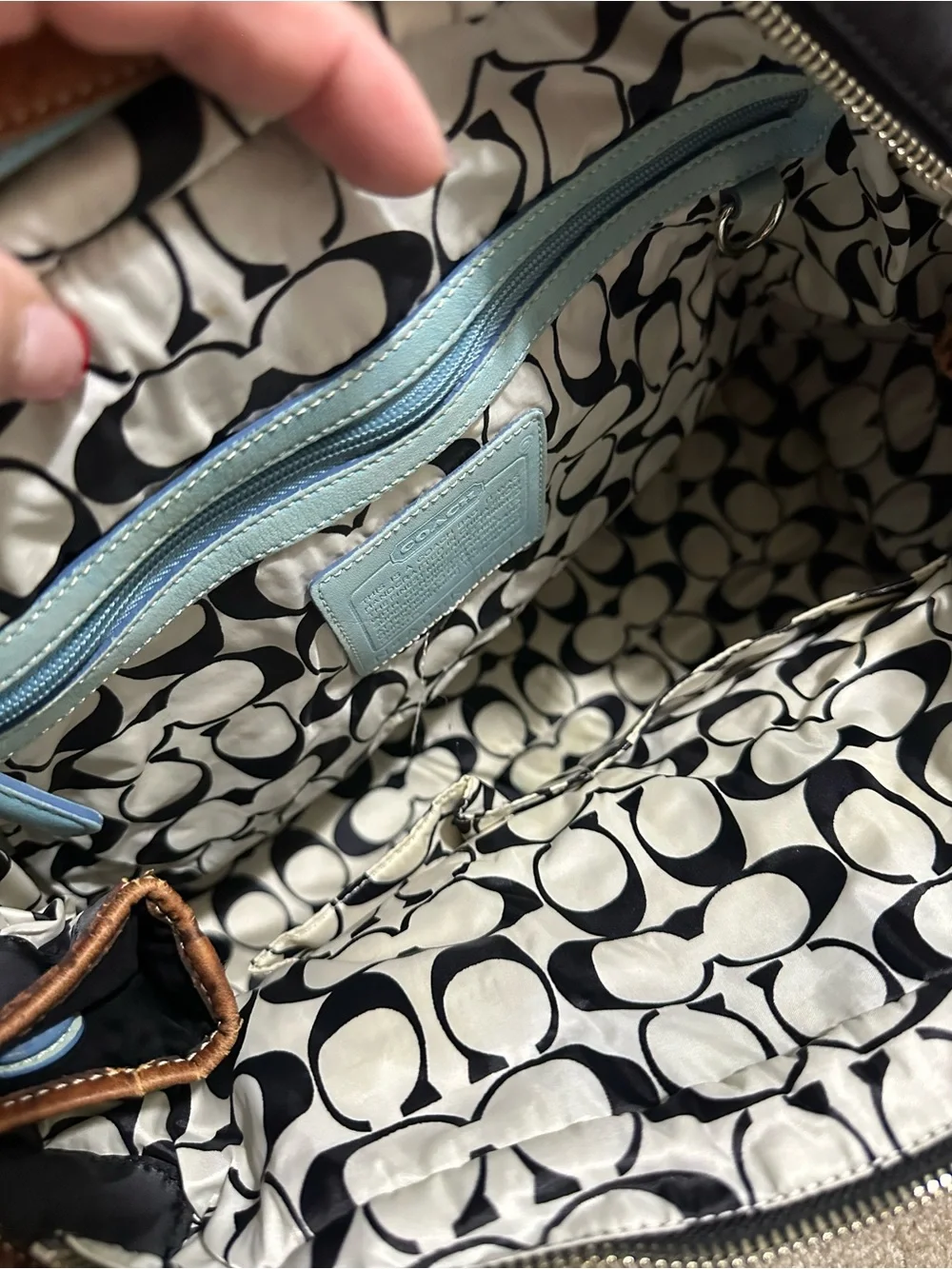 Men's Black Nylon Tote Bag with Blue Accent